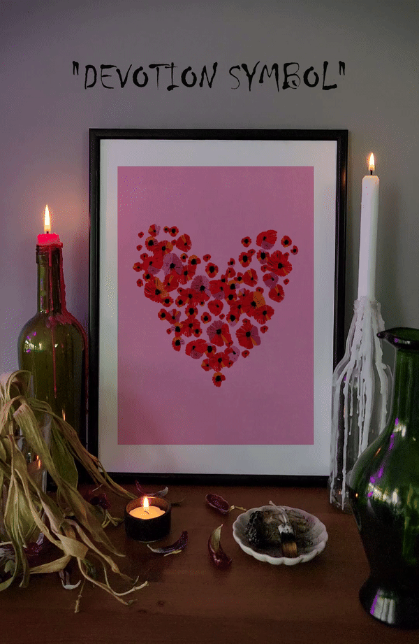 "DEVOTION SYMBOL" Heart Art Poster