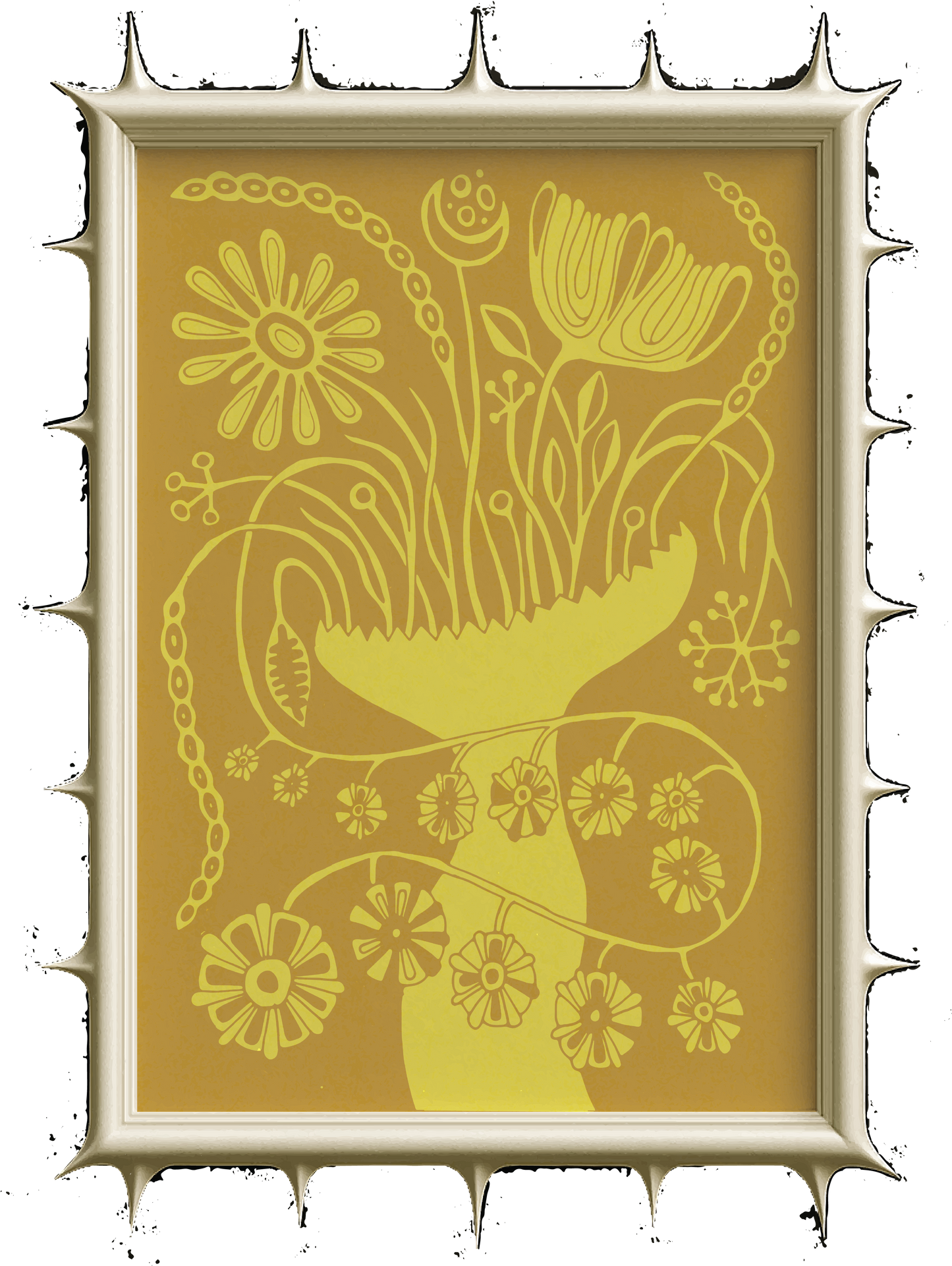 Mustard Yellow Floral Art Poster "VASE"