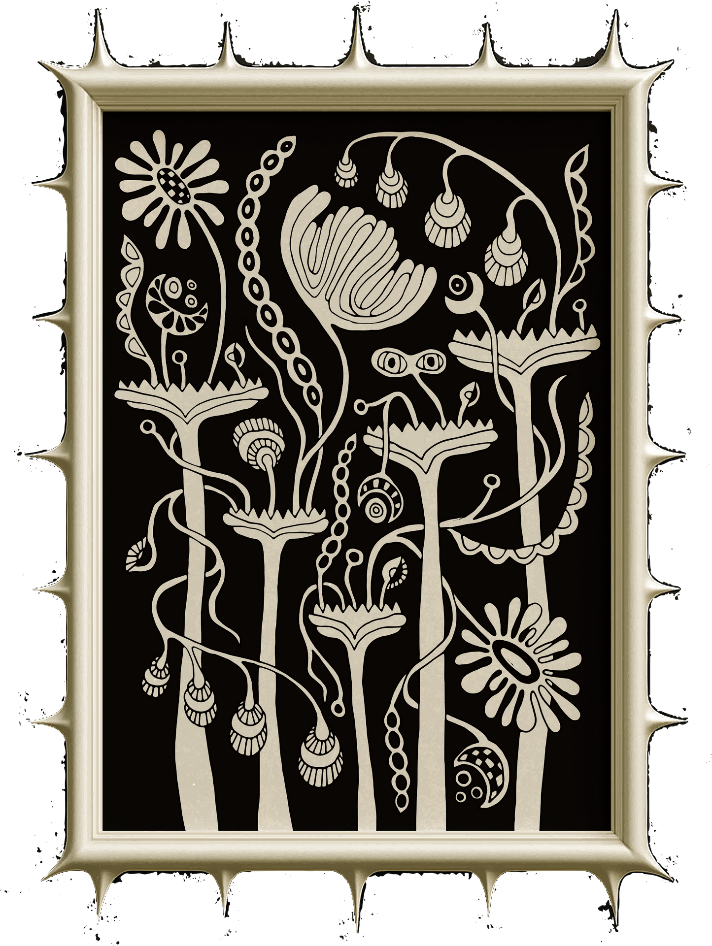 Affiche d'art floral noir et blanc "VASE"