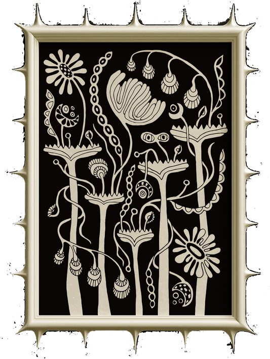 Black and White Floral Art Poster "VASE"