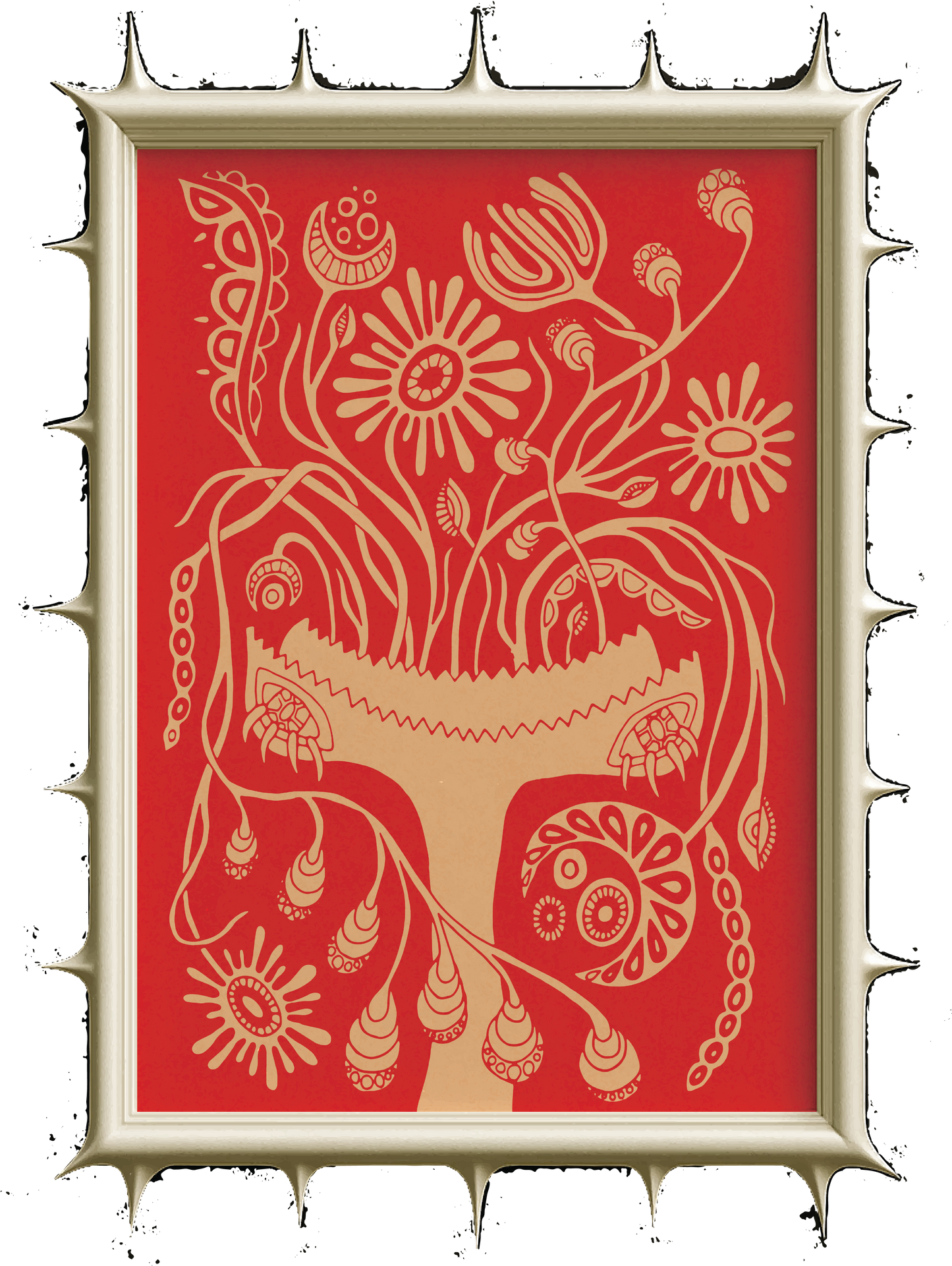 Red & Orange Floral Art Poster "VASE"