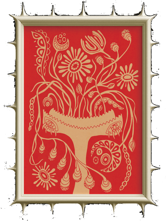 Red & Orange Floral Art Poster "VASE"